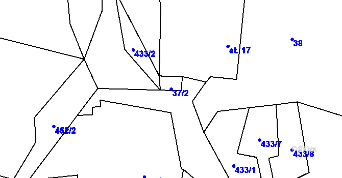 Parcela st. 37/2 v KÚ Habrovčice, Katastrální mapa