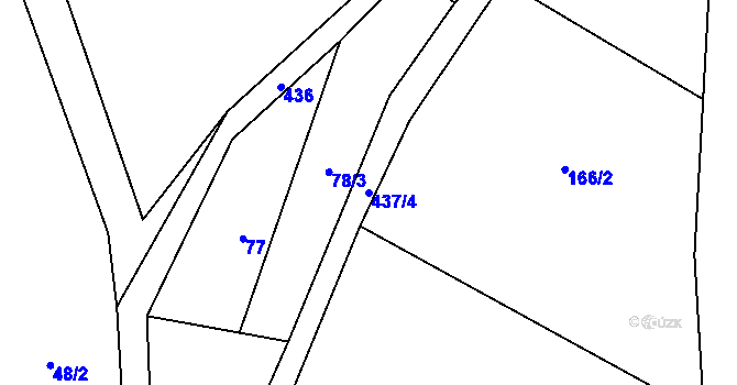 Parcela st. 437/4 v KÚ Habrovčice, Katastrální mapa