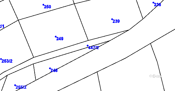Parcela st. 447/2 v KÚ Habrovčice, Katastrální mapa