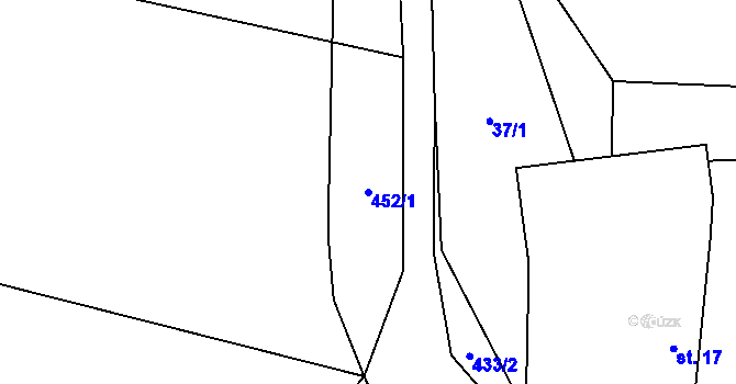 Parcela st. 452/1 v KÚ Habrovčice, Katastrální mapa
