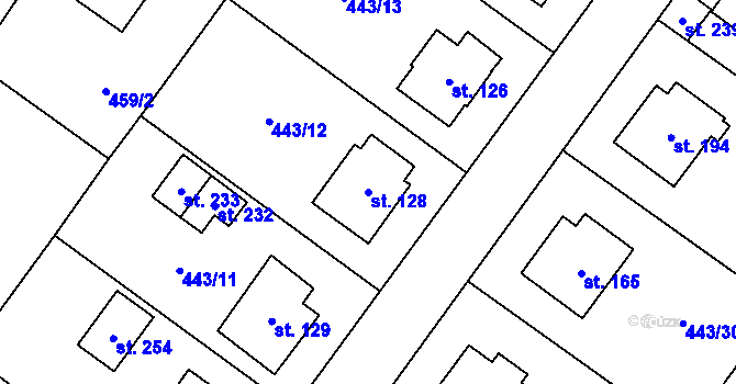 Parcela st. 128 v KÚ Hněvkovice u Ledče nad Sázavou, Katastrální mapa