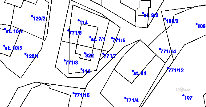 Parcela st. 771/7 v KÚ Hněvkovice u Ledče nad Sázavou, Katastrální mapa