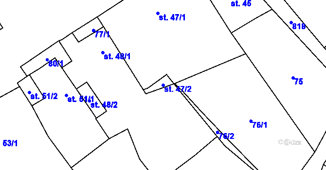 Parcela st. 47/2 v KÚ Hněvkovice u Ledče nad Sázavou, Katastrální mapa