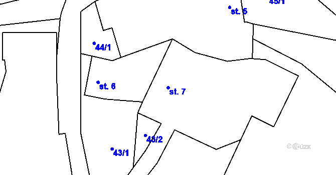 Parcela st. 7 v KÚ Chotěměřice, Katastrální mapa
