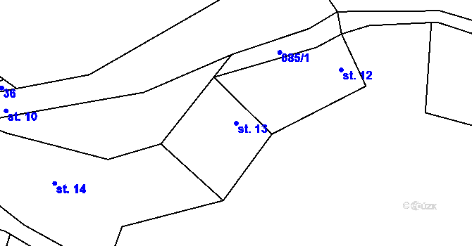 Parcela st. 13 v KÚ Chotěměřice, Katastrální mapa