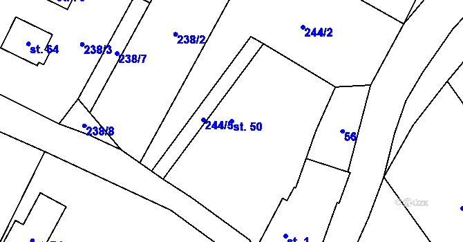 Parcela st. 50 v KÚ Chotěměřice, Katastrální mapa