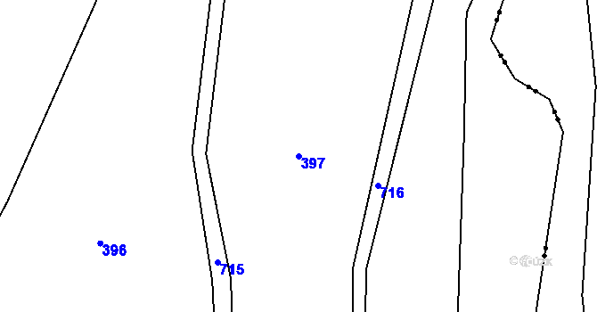 Parcela st. 397 v KÚ Chotěměřice, Katastrální mapa