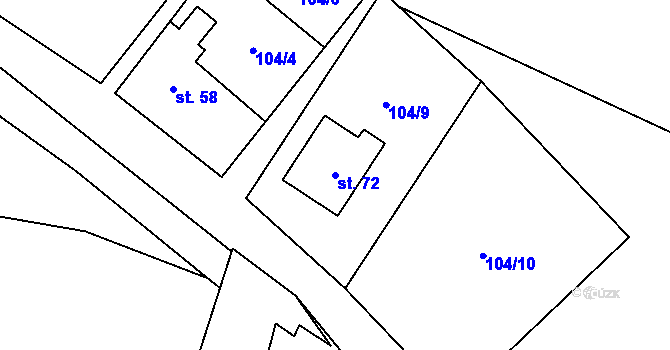 Parcela st. 72 v KÚ Chotěměřice, Katastrální mapa
