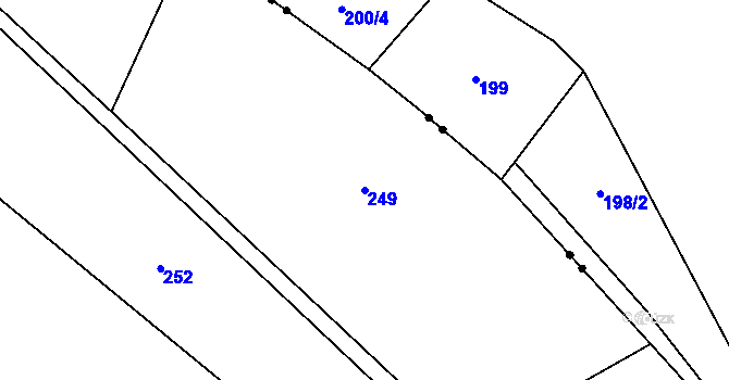 Parcela st. 249 v KÚ Chotěměřice, Katastrální mapa