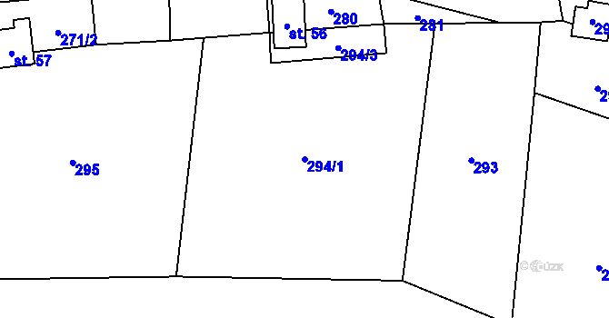 Parcela st. 294/1 v KÚ Zahájí u Hněvkovic, Katastrální mapa