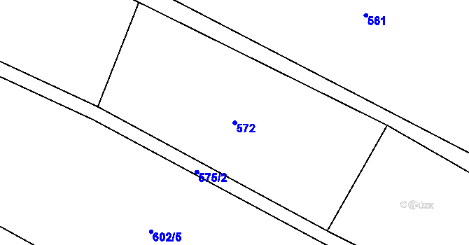 Parcela st. 572 v KÚ Zahájí u Hněvkovic, Katastrální mapa