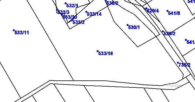 Parcela st. 533/18 v KÚ Hněvošice, Katastrální mapa