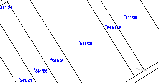Parcela st. 541/28 v KÚ Hněvošice, Katastrální mapa