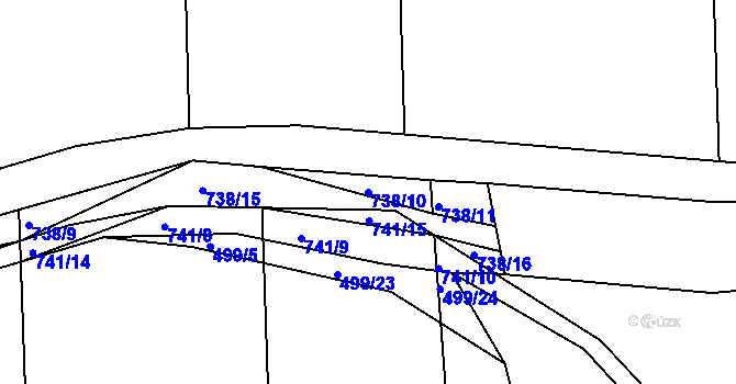 Parcela st. 738/10 v KÚ Hněvošice, Katastrální mapa