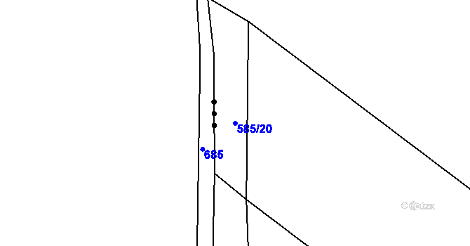 Parcela st. 585/20 v KÚ Hněvošice, Katastrální mapa