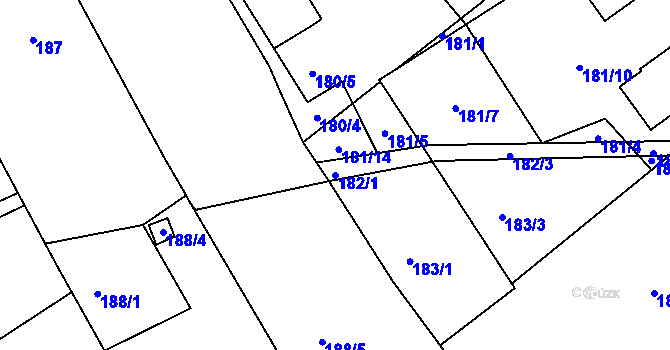 Parcela st. 182/1 v KÚ Hněvošice, Katastrální mapa