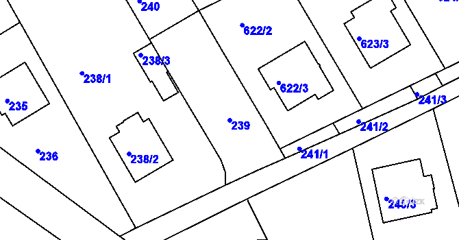 Parcela st. 239 v KÚ Hněvošice, Katastrální mapa