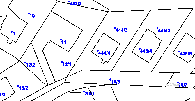 Parcela st. 444/4 v KÚ Hněvošice, Katastrální mapa