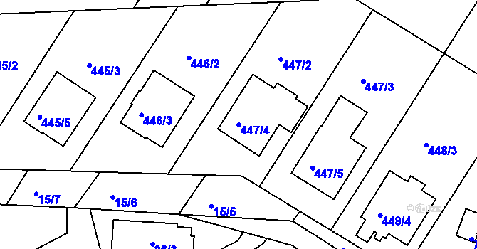 Parcela st. 447/4 v KÚ Hněvošice, Katastrální mapa