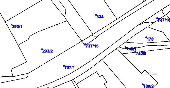 Parcela st. 737/15 v KÚ Hněvošice, Katastrální mapa