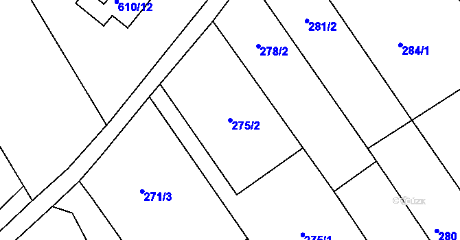 Parcela st. 275/2 v KÚ Hněvošice, Katastrální mapa