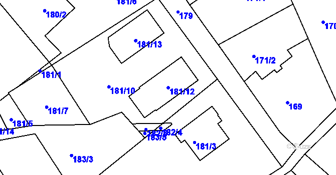 Parcela st. 181/12 v KÚ Hněvošice, Katastrální mapa