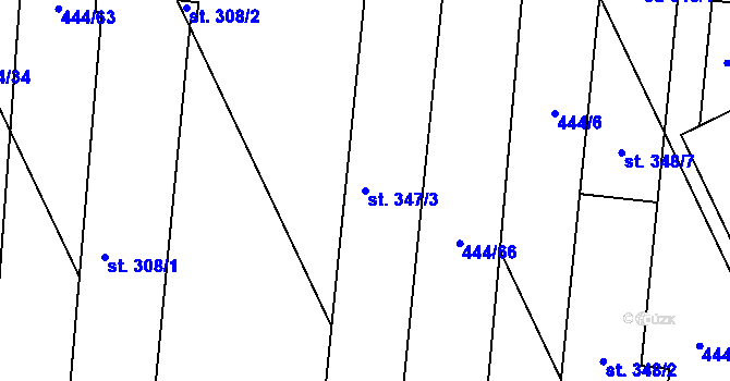 Parcela st. 347/3 v KÚ Hněvotín, Katastrální mapa