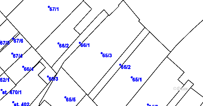 Parcela st. 65/3 v KÚ Hněvotín, Katastrální mapa