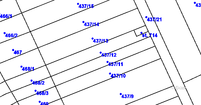 Parcela st. 437/12 v KÚ Hněvotín, Katastrální mapa