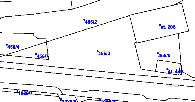 Parcela st. 456/3 v KÚ Hněvotín, Katastrální mapa