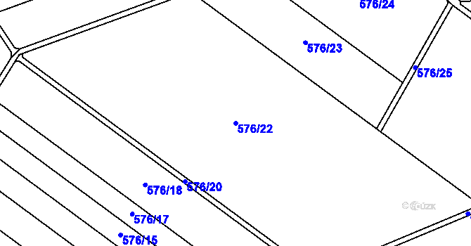 Parcela st. 576/22 v KÚ Hněvotín, Katastrální mapa