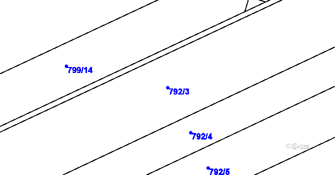Parcela st. 792/3 v KÚ Hněvotín, Katastrální mapa