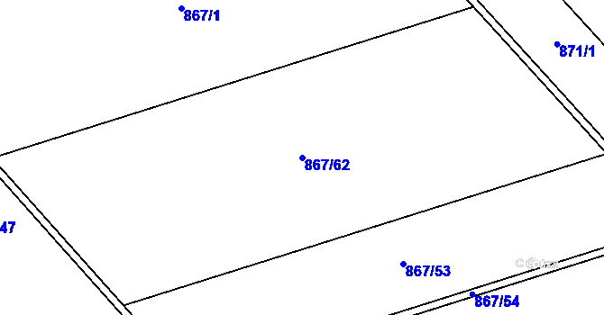Parcela st. 867/62 v KÚ Hněvotín, Katastrální mapa