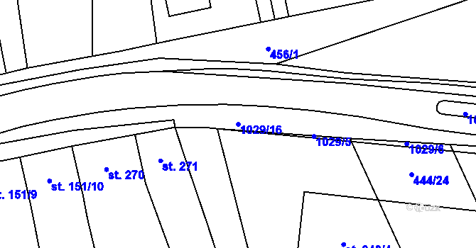 Parcela st. 1029/16 v KÚ Hněvotín, Katastrální mapa