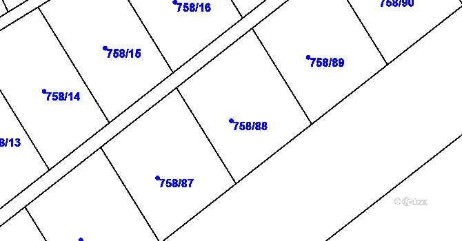 Parcela st. 758/88 v KÚ Hněvotín, Katastrální mapa