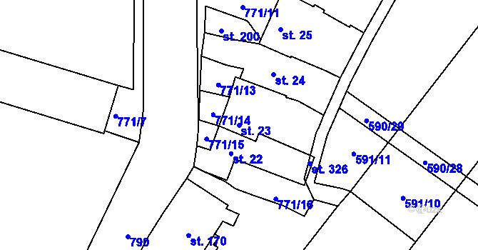 Parcela st. 23 v KÚ Hnojice, Katastrální mapa