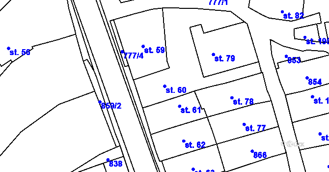 Parcela st. 60 v KÚ Hnojice, Katastrální mapa