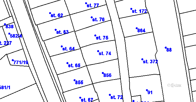 Parcela st. 74 v KÚ Hnojice, Katastrální mapa