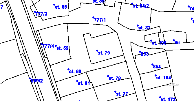 Parcela st. 79 v KÚ Hnojice, Katastrální mapa