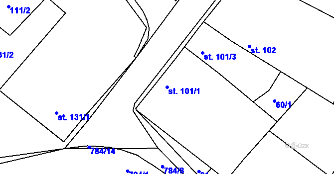 Parcela st. 101/1 v KÚ Hnojice, Katastrální mapa