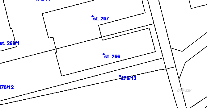 Parcela st. 266 v KÚ Hnojice, Katastrální mapa