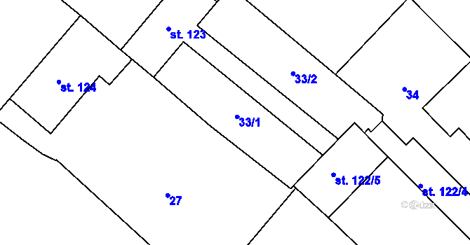 Parcela st. 33 v KÚ Hnojice, Katastrální mapa