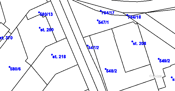 Parcela st. 547/2 v KÚ Hnojice, Katastrální mapa