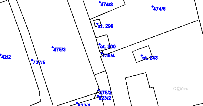 Parcela st. 736/4 v KÚ Hnojice, Katastrální mapa
