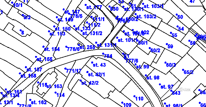 Parcela st. 784 v KÚ Hnojice, Katastrální mapa