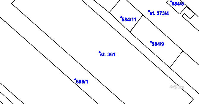 Parcela st. 361 v KÚ Hnojice, Katastrální mapa