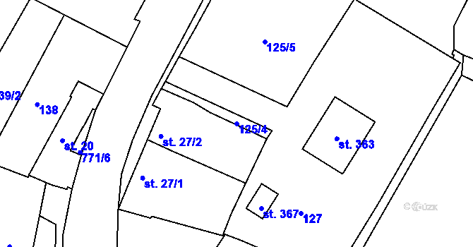 Parcela st. 125/4 v KÚ Hnojice, Katastrální mapa