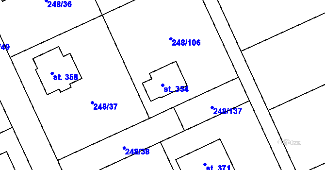 Parcela st. 354 v KÚ Hnojice, Katastrální mapa