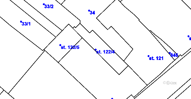 Parcela st. 122/4 v KÚ Hnojice, Katastrální mapa