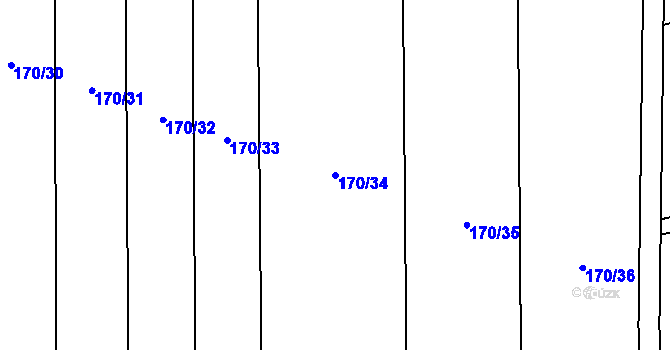 Parcela st. 170/34 v KÚ Hnojice, Katastrální mapa